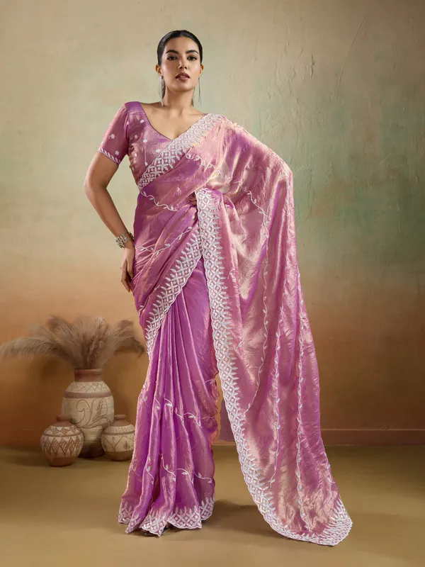 Rose_Pink_Velvet_Chiffon_Saree_with_Sequins_&_Leheriya_Embroidery