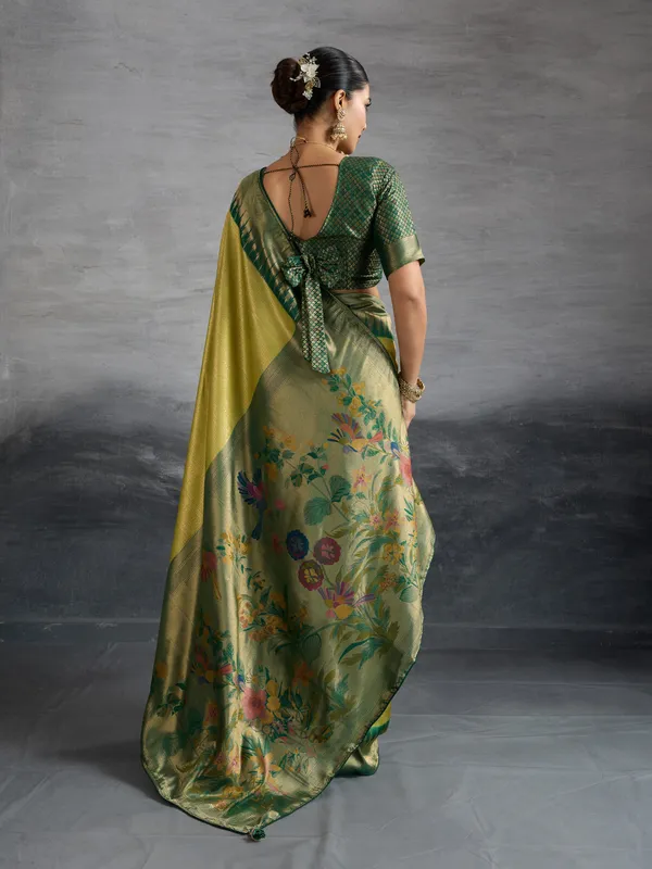 Green_&_Mustard_Kanjivaram_Soft_Silk_Saree