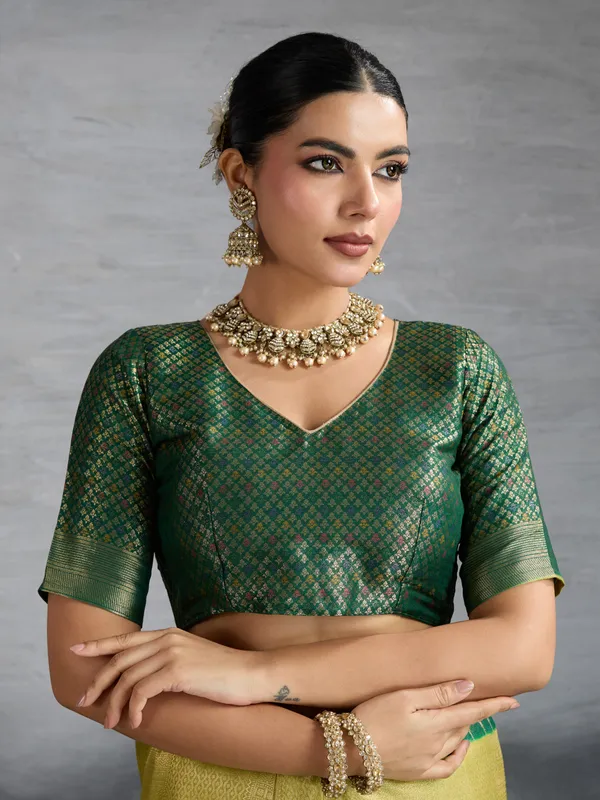Green_&_Mustard_Kanjivaram_Soft_Silk_Saree