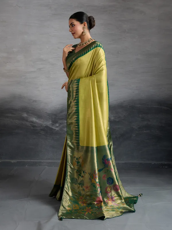 Green_&_Mustard_Kanjivaram_Soft_Silk_Saree
