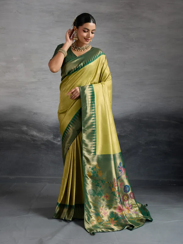 Green_&_Mustard_Kanjivaram_Soft_Silk_Saree