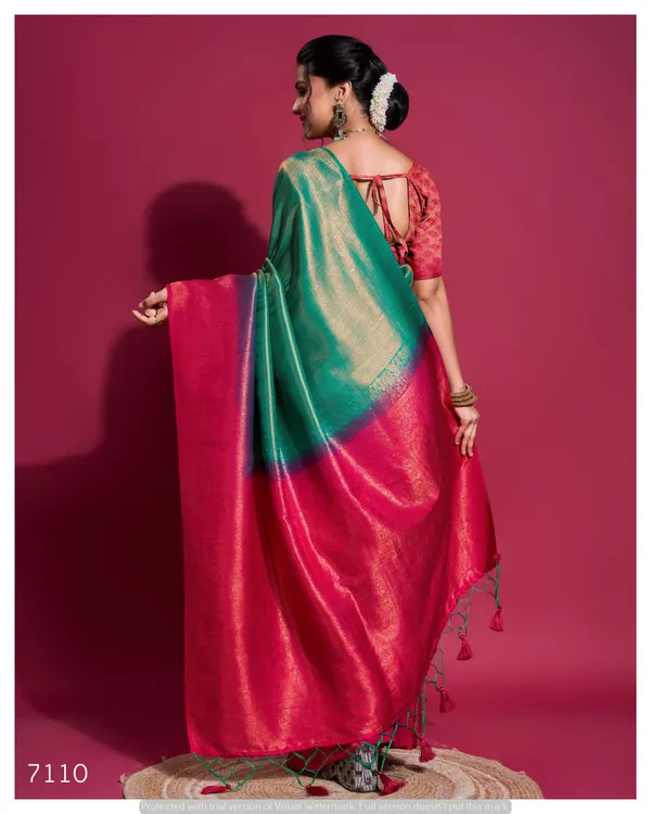 Emerald_Green_&_Rani_Pink_Soft_Zari_Woven_Silk_Saree