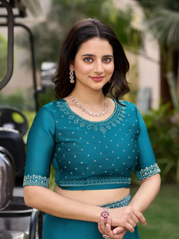 Ocean_Teal_Blue_Satin_Chiffon_Saree_with_Elegant_Embroidered_Detailing