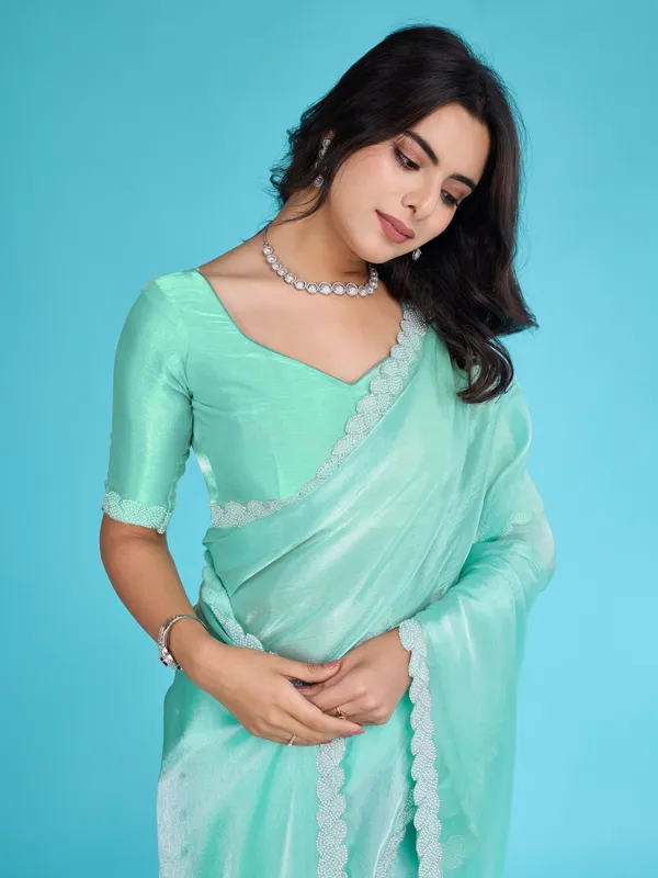Ocean_Green_Tissue_Burberry_Saree_with_White_Lace_Border