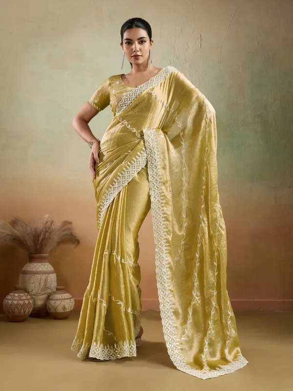 Mustard_Yellow_Velvet_Chiffon_Saree_with_Sequins_&_Leheriya_Embroidery