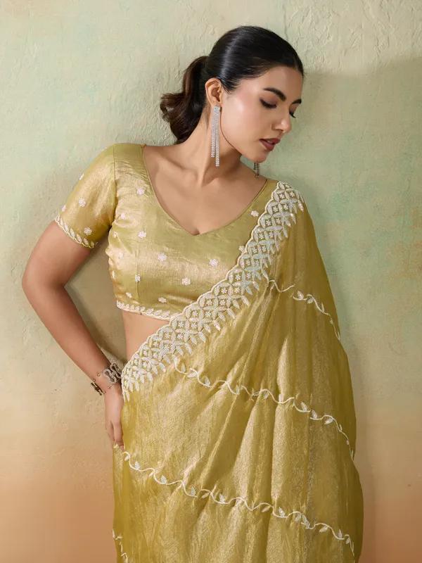Mustard_Yellow_Velvet_Chiffon_Saree_with_Sequins_&_Leheriya_Embroidery