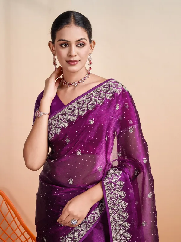 Purple_Blooming_Burberry_Embroidered_Partywear_Saree