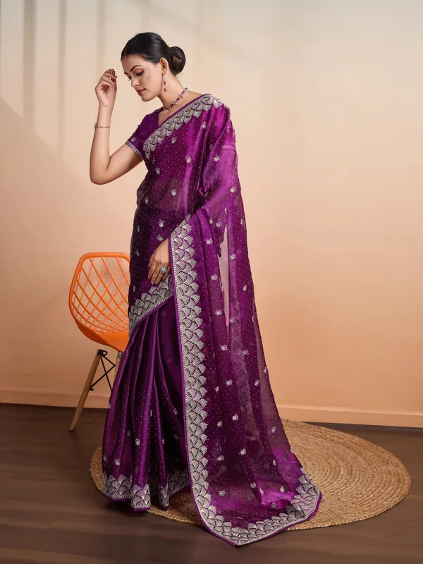 Purple_Blooming_Burberry_Embroidered_Partywear_Saree