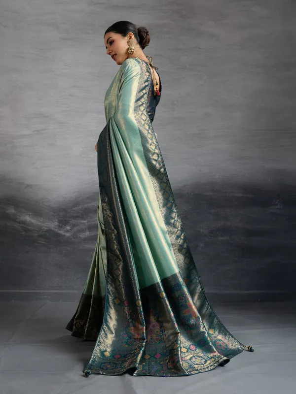 Sea_Green_Kanjivaram_Soft_Silk_Saree_With_Patola_Buttas_&_Meenakari_Woven_Pallu_For_Women