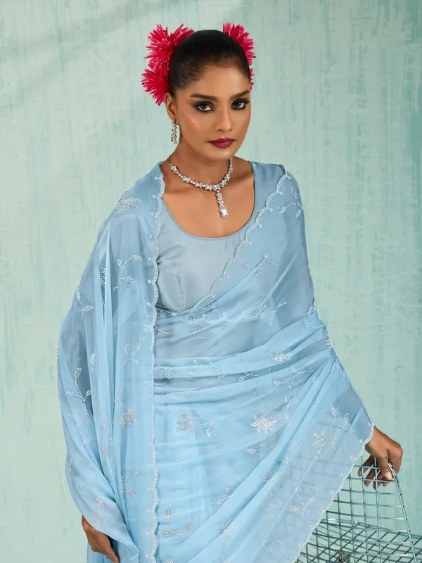 Sky_Blue_Crystal_Viscose_Saree_With_Floral_Zarkan_Embroidery_&_Cutwork_Border_For_Women