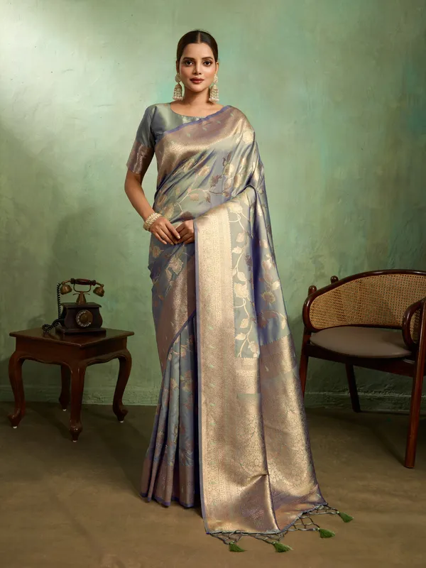 Lavender_Grey_Banarasi_Silk_Saree_with_Silver_Zari_Floral_Weave