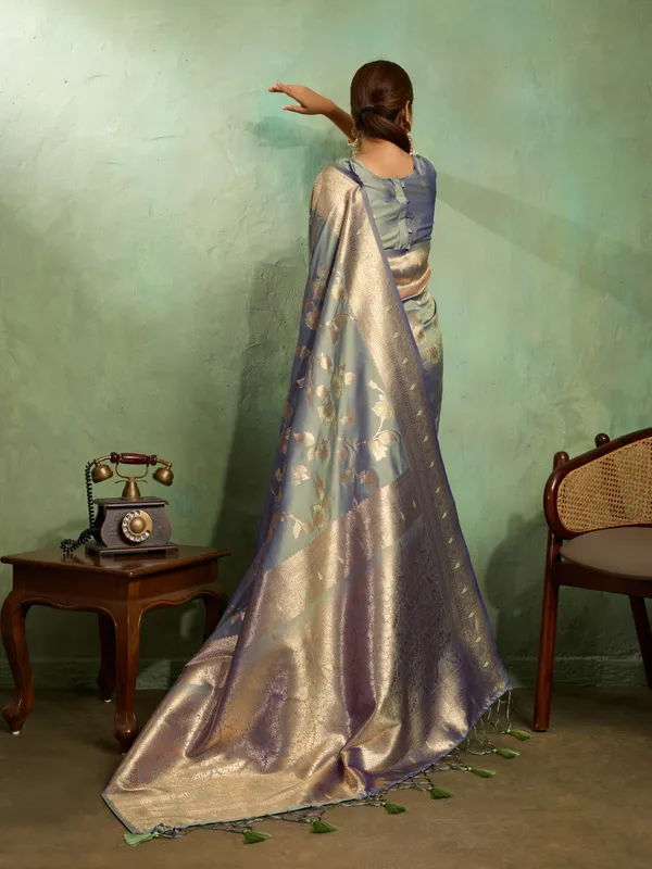 Lavender_Grey_Banarasi_Silk_Saree_with_Silver_Zari_Floral_Weave