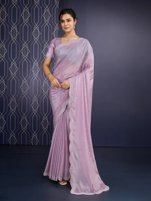 Pastel_Lavender_Icy_Georgette_Saree_For_Women