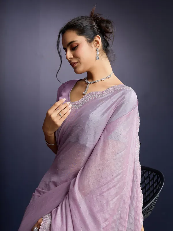 Pastel_Lavender_Icy_Georgette_Saree_For_Women