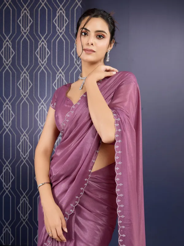 Muave_Wine_Luxury_ice_Georgette_Saree_For_Women