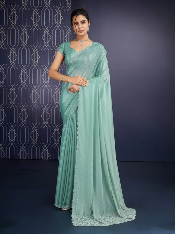 Sparkling_Mint_Green_Trending_Ice_Georgette_Saree_For_Women