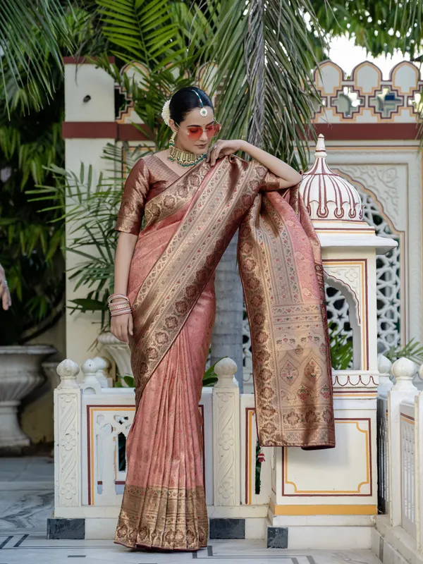 Rosewood_Pink_Kanjivaram_Silk_Saree_With_Meenakari_Zari_Work_&_Antique_Gold_Pallu_For_Women