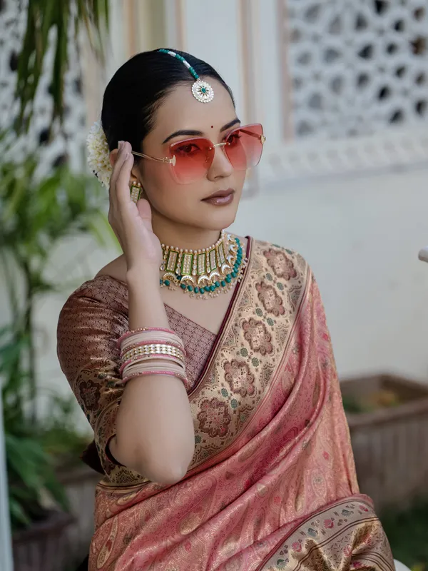 Rosewood_Pink_Kanjivaram_Silk_Saree_With_Meenakari_Zari_Work_&_Antique_Gold_Pallu_For_Women