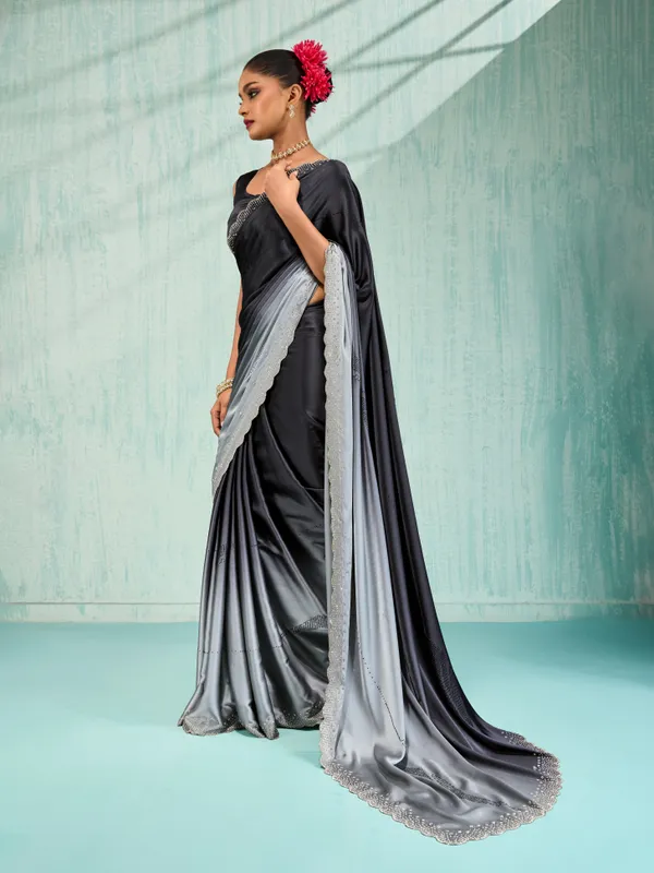 Black_To_Silver_Ombré_Satin_Saree_With_Crystal_Hand_Embroidery_For_Women