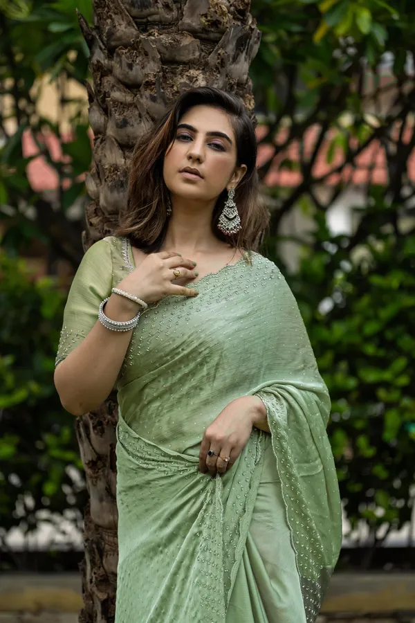 Elegant_Sage_Green_Pure_Satin_Chiffon_Handwork_With_Designer_Blouse_&_Stone_Embellishments_Saree_For_Women