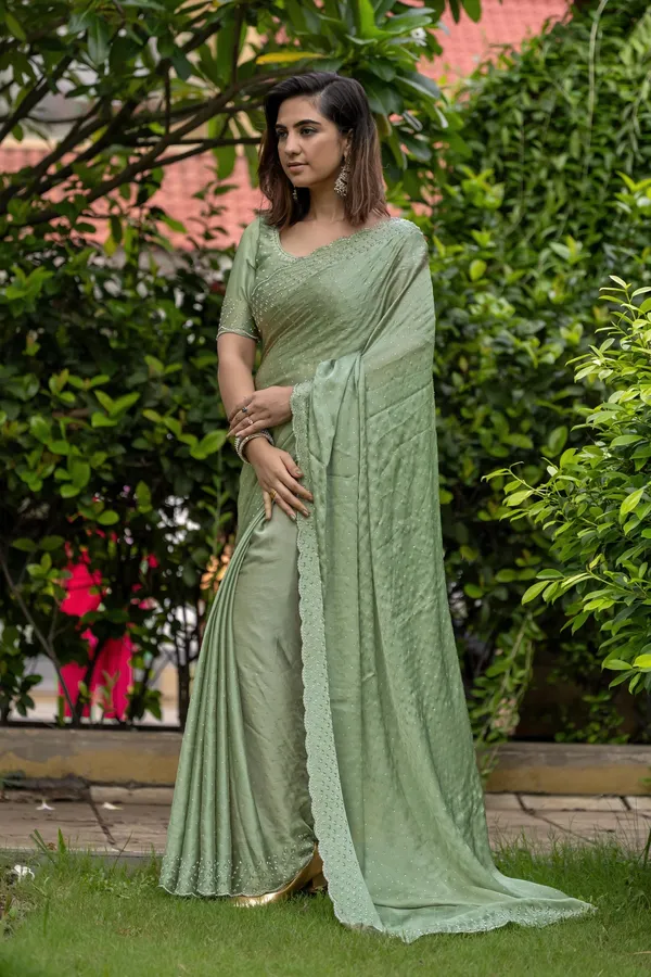Elegant_Sage_Green_Pure_Satin_Chiffon_Handwork_With_Designer_Blouse_&_Stone_Embellishments_Saree_For_Women