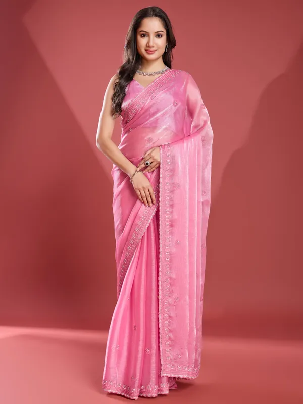 Baby_Pink_Soft_Tissue_Burberry_Silk_Saree.