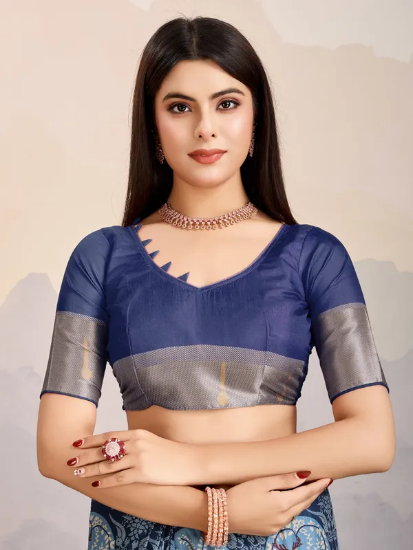 Elegant_Steel_Blue_Mriga_Patolsi_Dola_Satin_With_3D_Fauna_Print,_Zari_Patta_&_Designer_Tassels_Saree_For_Women