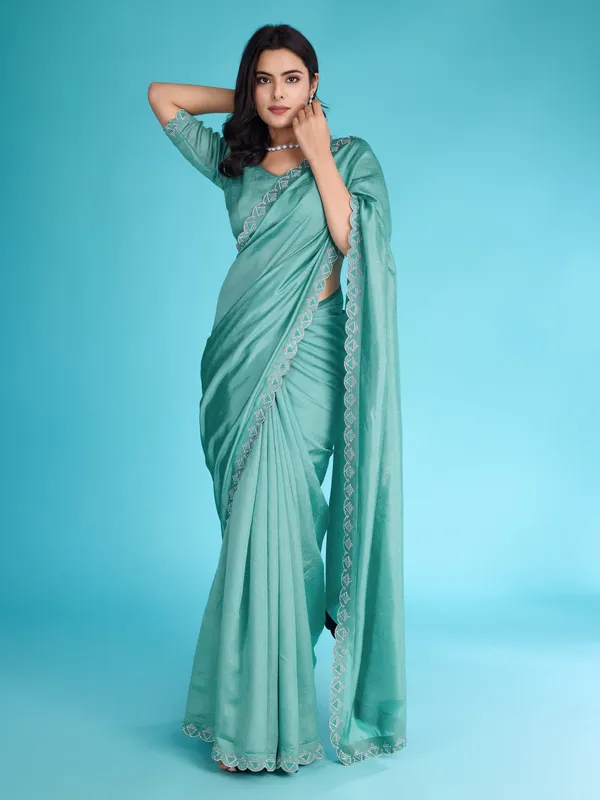 Green_Glossy_Khadi_Shimmer_With_Diamond_Zarkan_&_Pearl_Handwork_Saree_For_Women