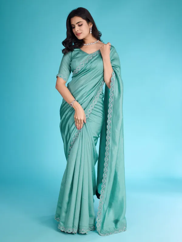Green_Glossy_Khadi_Shimmer_With_Diamond_Zarkan_&_Pearl_Handwork_Saree_For_Women