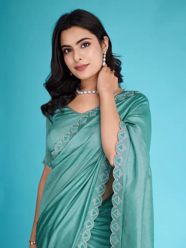 Green_Glossy_Khadi_Shimmer_With_Diamond_Zarkan_&_Pearl_Handwork_Saree_For_Women