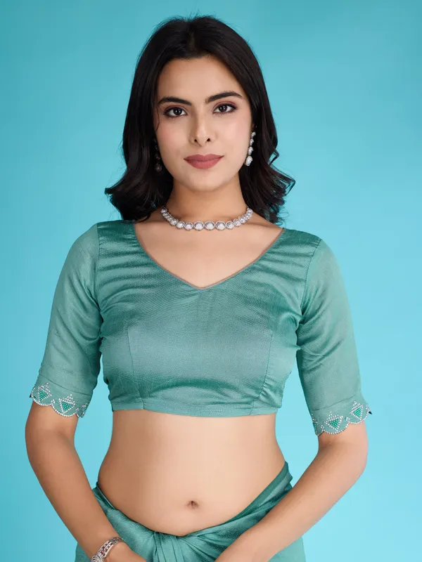 Green_Glossy_Khadi_Shimmer_With_Diamond_Zarkan_&_Pearl_Handwork_Saree_For_Women