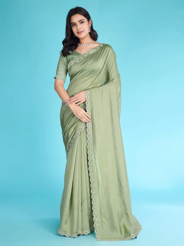 Teal_Glossy_Pista_Green_Khadi_With_Diamond_Zarkan_&_Pearl_Handwork_Saree