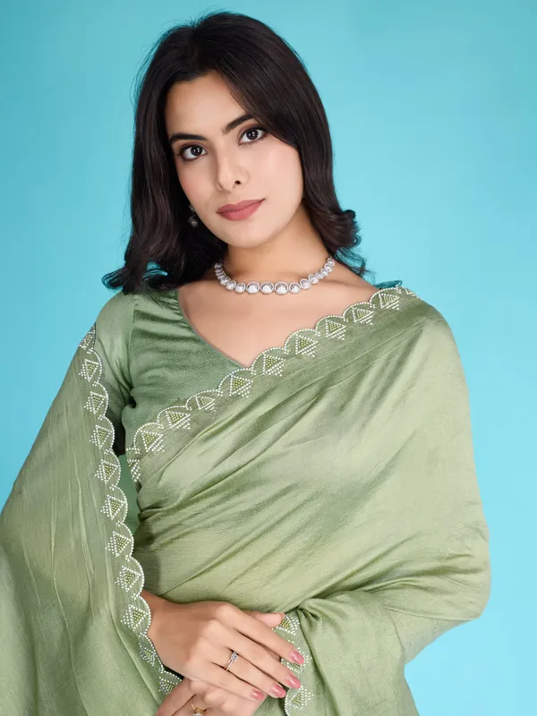 Teal_Glossy_Pista_Green_Khadi_With_Diamond_Zarkan_&_Pearl_Handwork_Saree