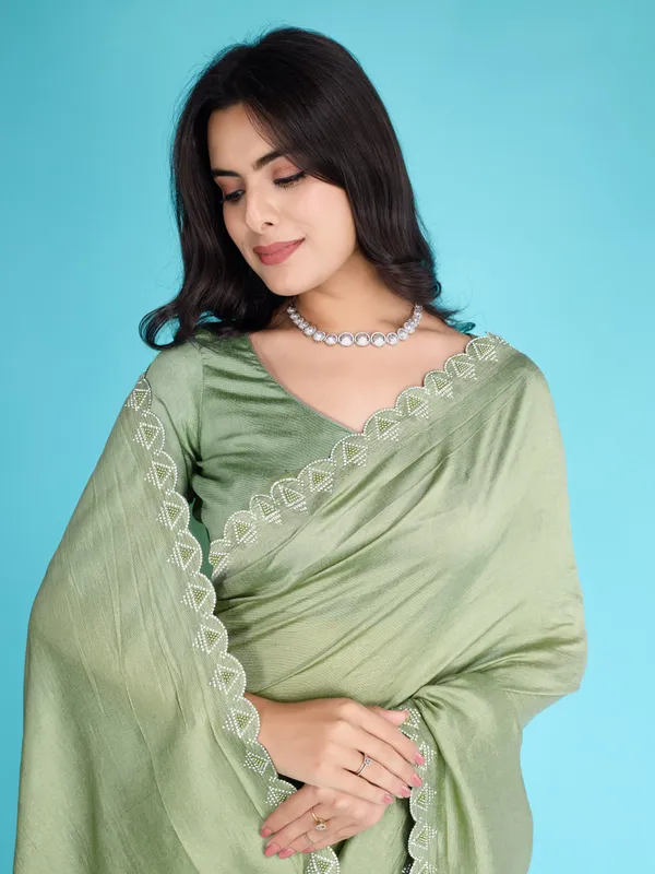 Teal_Glossy_Pista_Green_Khadi_With_Diamond_Zarkan_&_Pearl_Handwork_Saree