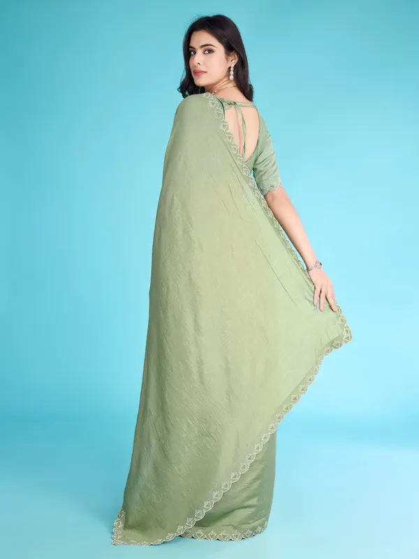 Teal_Glossy_Pista_Green_Khadi_With_Diamond_Zarkan_&_Pearl_Handwork_Saree