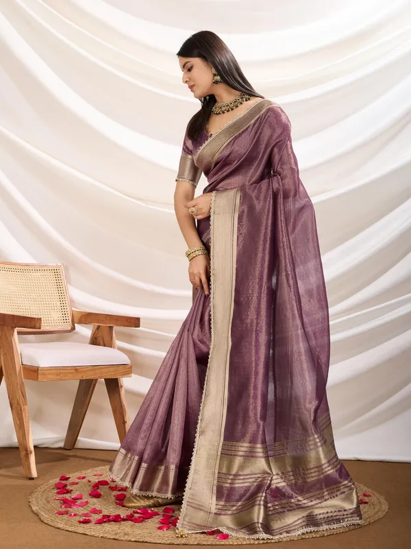 Royal_Plum_Purple_Linen_Tissue_Saree_with_Antique_Gold_Zari_Border