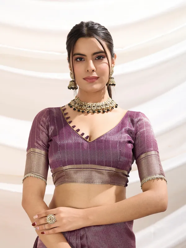 Royal_Plum_Purple_Linen_Tissue_Saree_with_Antique_Gold_Zari_Border