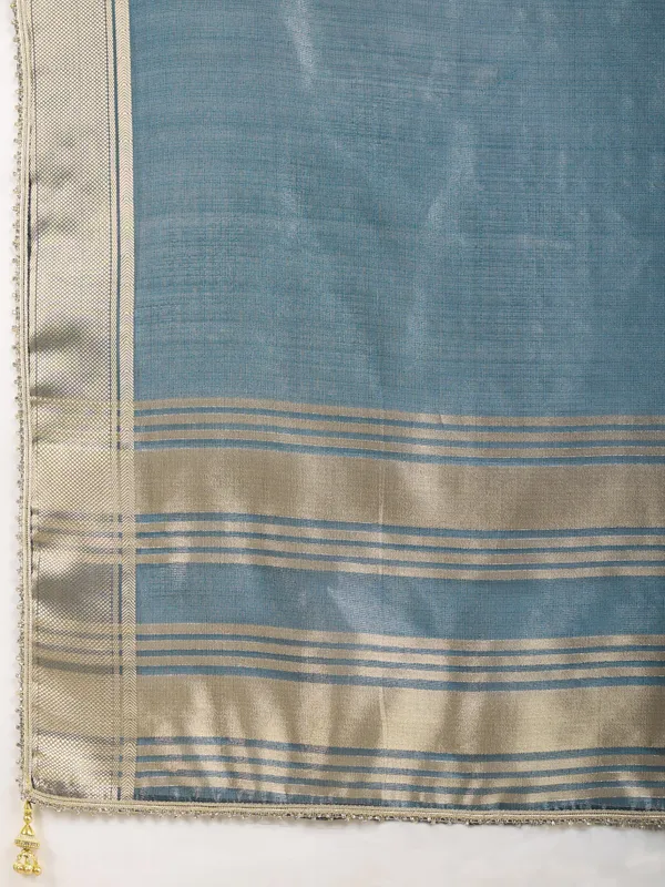 Icy_Teal_Blue_Linen_Tissue_Saree_with_Champagne_Gold_Zari_Border