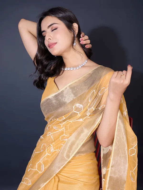 Mango_Yellow_-_Spun_Silky_With_Dual_Zari_Patta_&_Sequins_Embroidery_Saree_For_Women