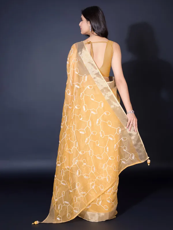 Mango_Yellow_-_Spun_Silky_With_Dual_Zari_Patta_&_Sequins_Embroidery_Saree_For_Women