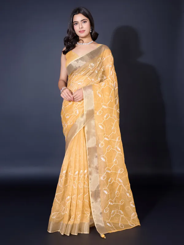 Mango_Yellow_-_Spun_Silky_With_Dual_Zari_Patta_&_Sequins_Embroidery_Saree_For_Women