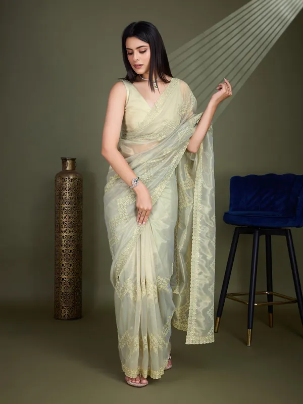 Dusty-Beige_&_Ivory_Infused_Shimmer_Net_Saree