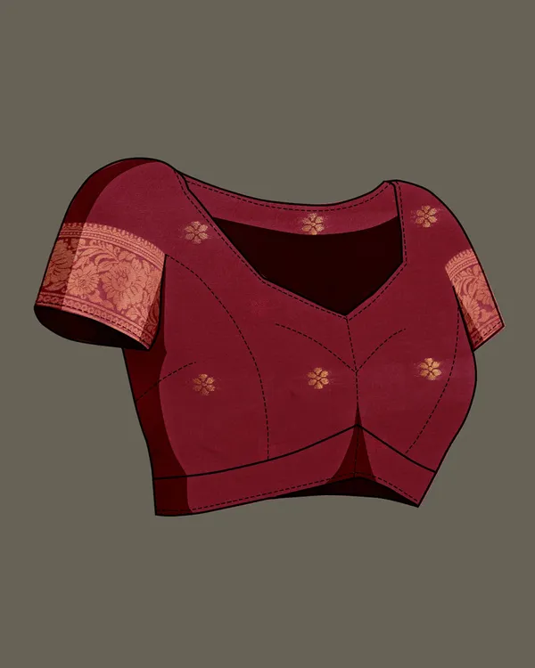 Gold_&_Red_En_Soft_Banarasi_Silk_With_Fancy_Digital_Woven_Pallu_&_Maroon_Blouse_Saree_For_Women