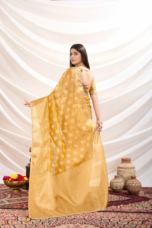 Golden_Yellow_Crush_Tissue_Silk_Saree_With_Zari_Weaving_&_Brocade_Blouse_For_Women