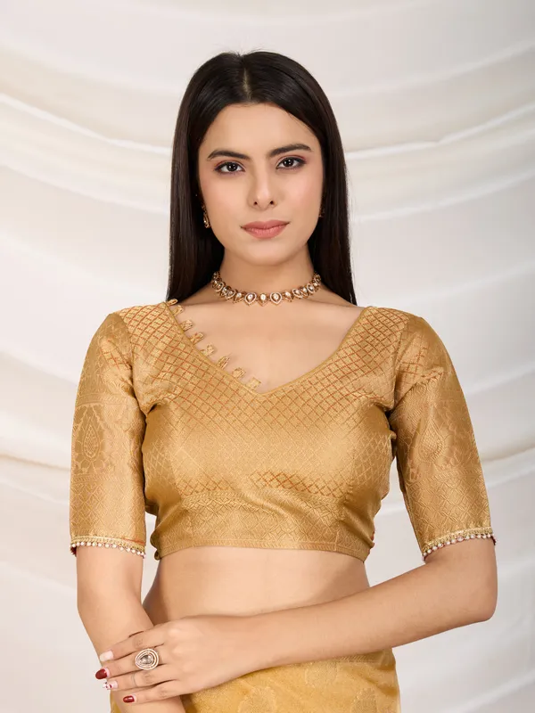 Golden_Yellow_Crush_Tissue_Silk_Saree_With_Zari_Weaving_&_Brocade_Blouse_For_Women