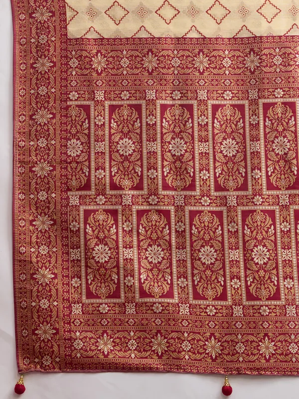 Beige_&_Maroon_Kanjivaram_Silk_Saree