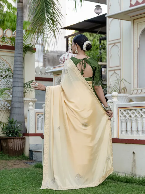 Buttermilk_Yellow_Chiffon_Saree_With_Beads_&_Zarkan_Handwork_For_Women