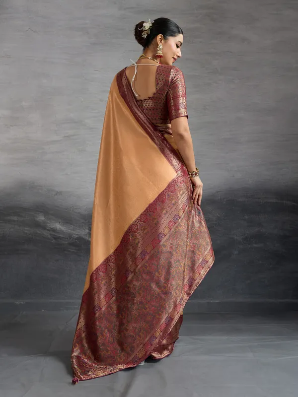 Golden_Beige_&_Maroon_Kanjivaram_Soft_Silk_Saree_with_Meenakari_&_Double_Zari_Work