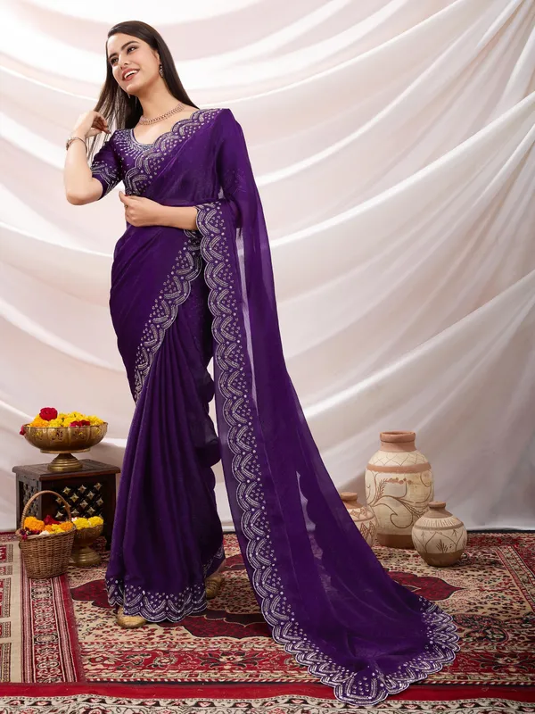 Regal_Purple_Chiffon_Saree_with_Embroidered_Border