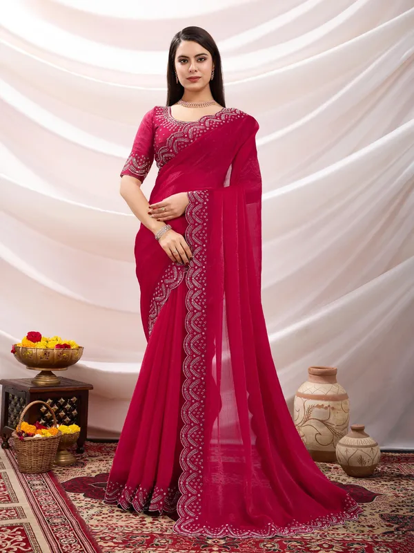 Crimson_Red_Chiffon_Saree_with_Embroidered_Border